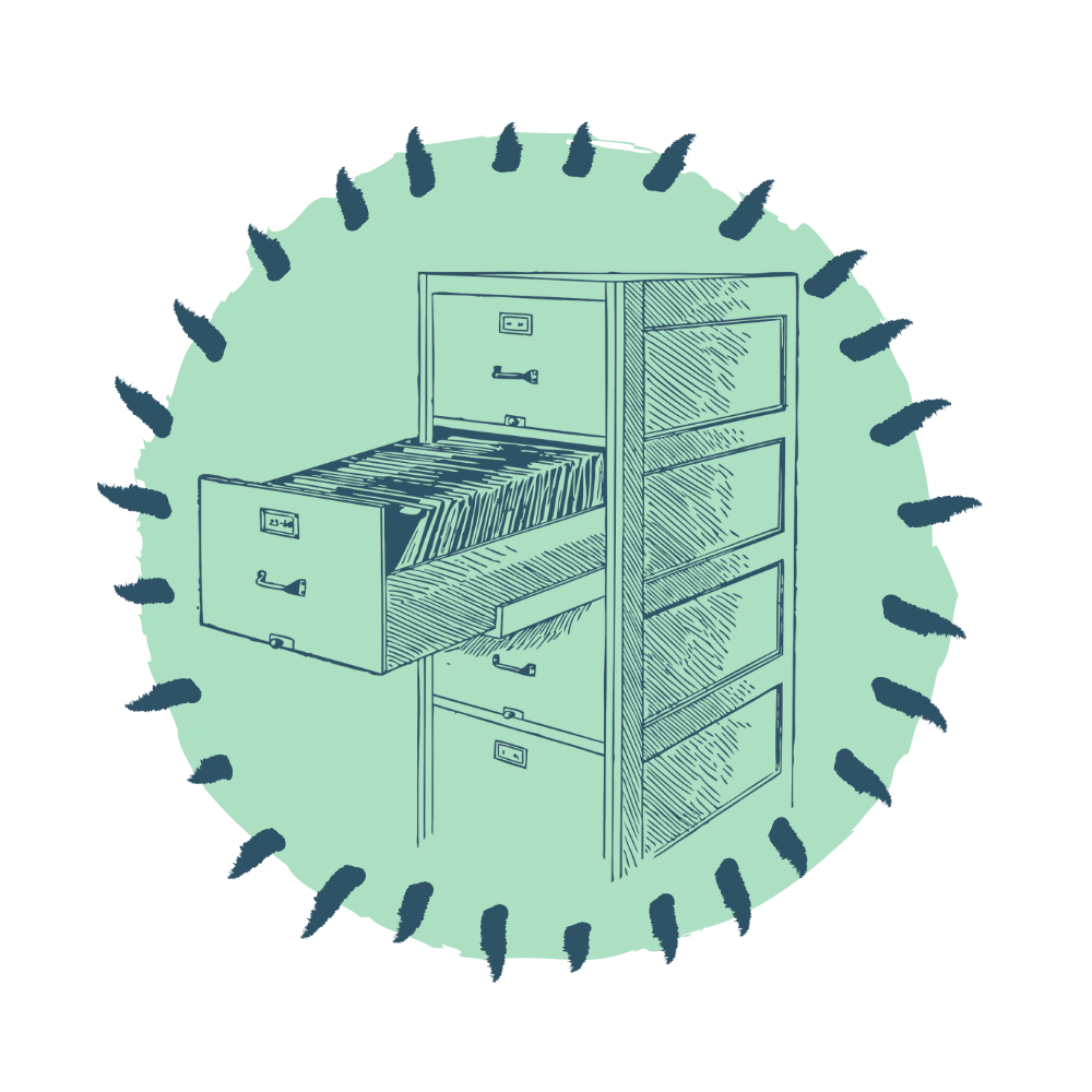 four drawer filing cabinet with the second drawer from the top open full of files